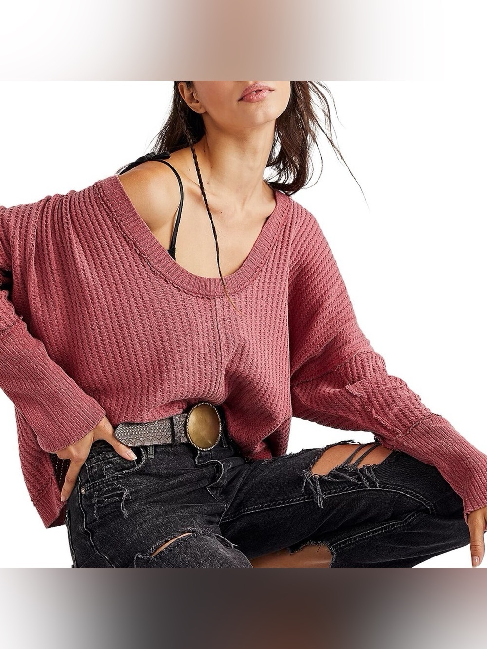 We The Free New Magic Thermal Sweater, Size Small 100% cotton